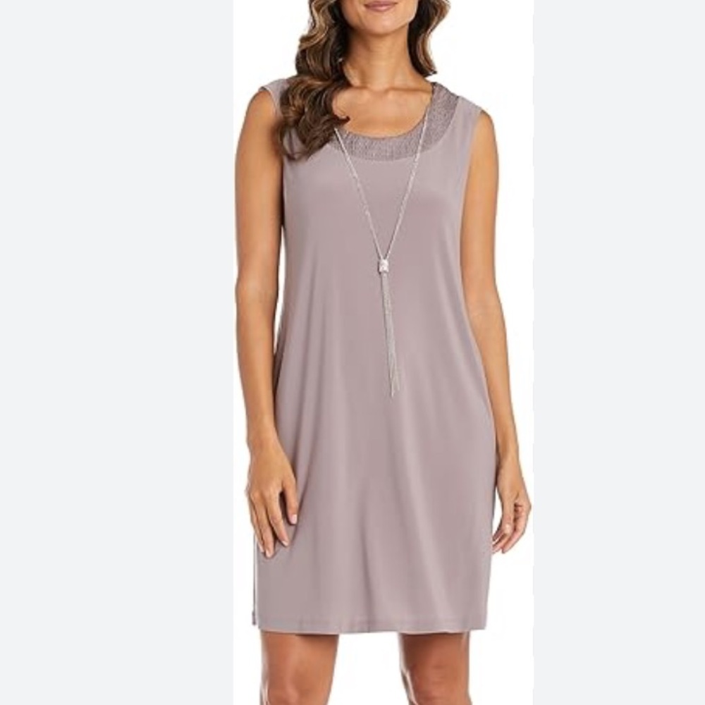 R&M Richards - Sparkly Sleeveless Champagne Dress - Size 16W